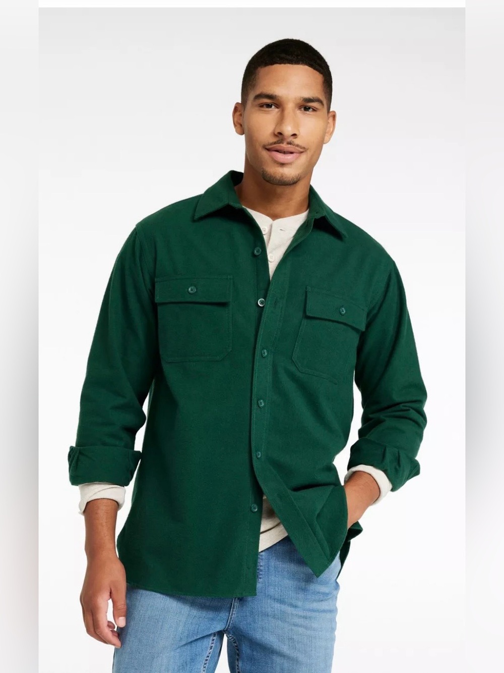 Men’s LL Bean Chamois Cloth Long Sleeve Shirt size m